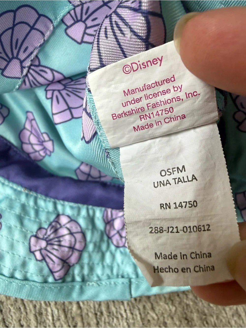 Disney Princess Ariel Little Mermaid Reversible Bucket Hat OSFM Seashell Y2K